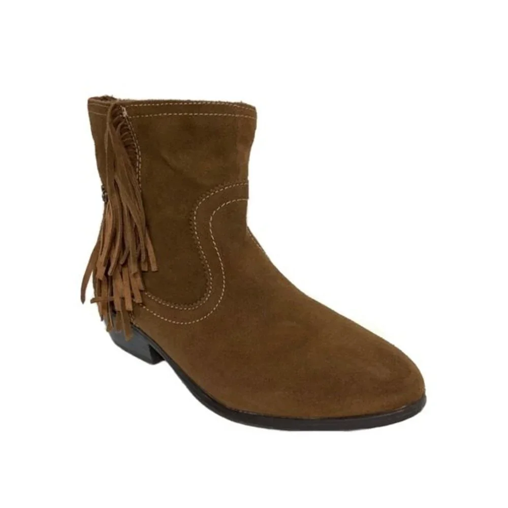 Sam Edelman Suede Brown Fringe Bootie 5